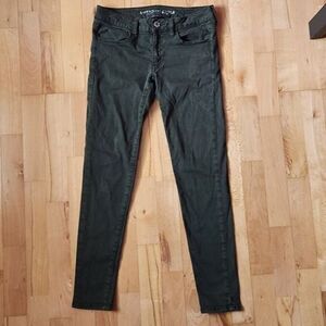 American Eagle Green AEO Sateen Jeggings US size 6 Regular